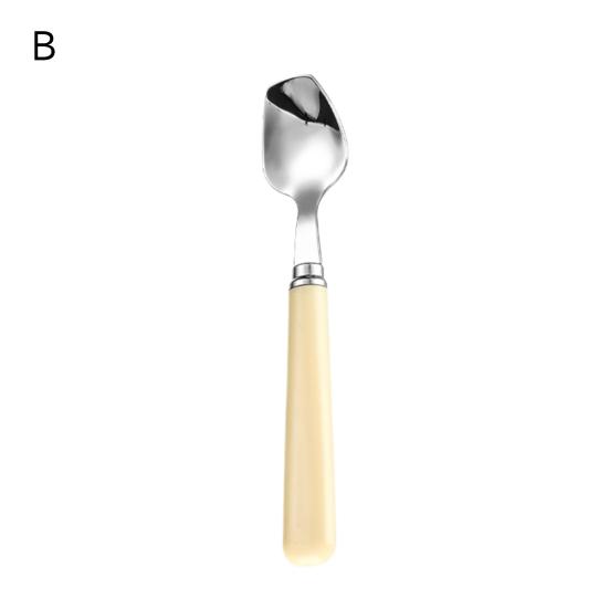 Esslöffel, Gabel, Fruchtpüreelöffel, Edelstahl, Kaffeerührlöffel, quadratischer Löffel, Küchengeschirr, Werkzeug, rostfrei, runder Suppenlöffel für Zuhause