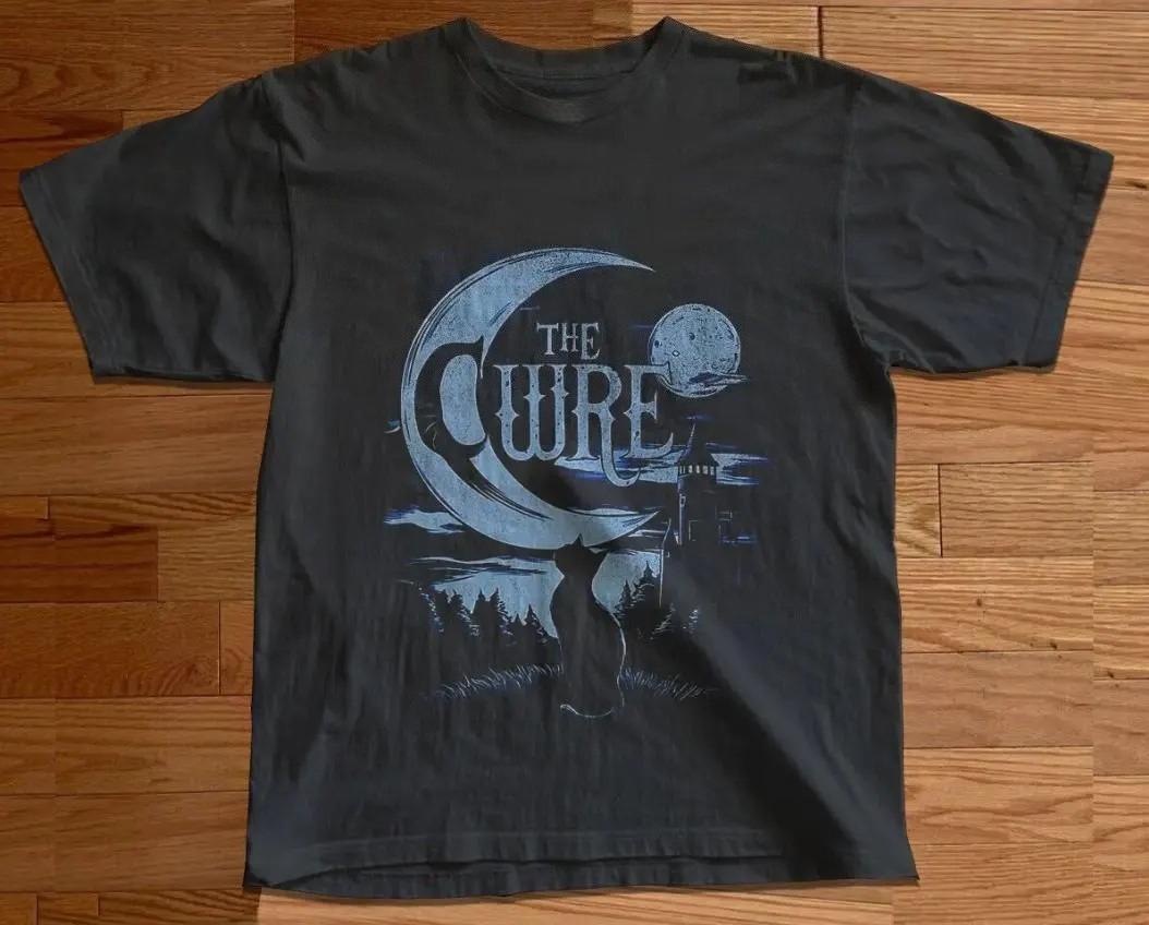 Summer Womens Vintage The Cure Lovecats  T Shirt  Cotton and Breathable Short Sleeve Streetwear Oversized Loose Casual S