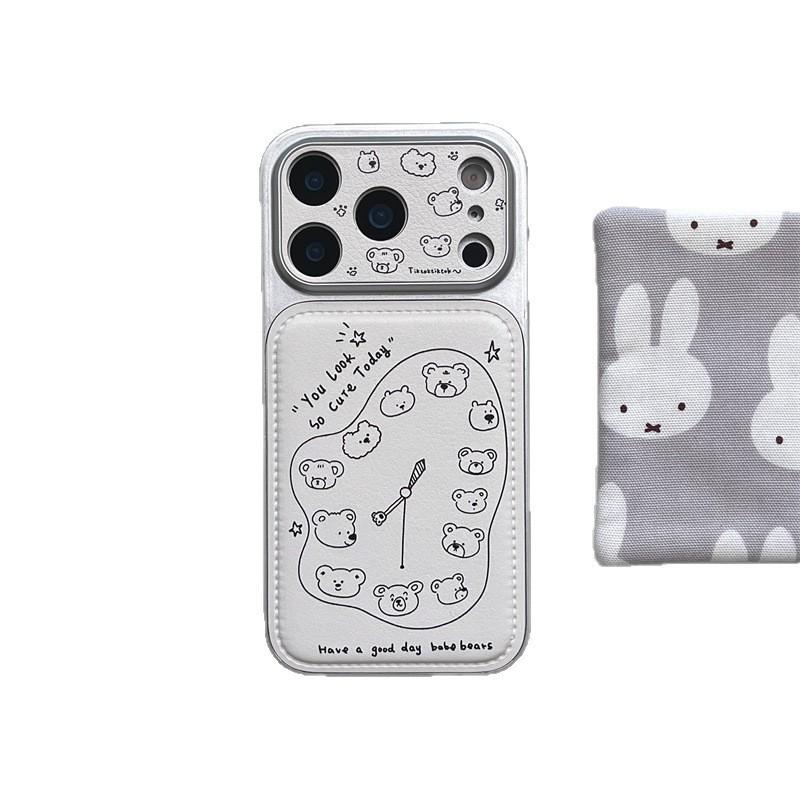Little Bear Window Clock iPhone 15/14 Case - Apple 17/16 Pro Max Compatible, Anti-Drop Cover
