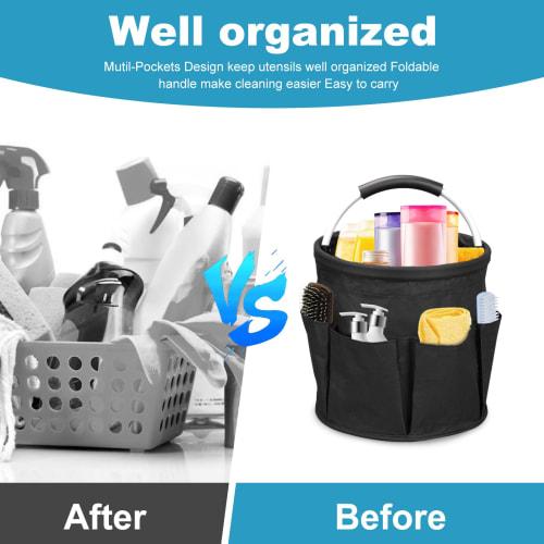 Clyfanesy Bucket Tool Bag, Tool Storage Case, Foldable, Large Capacity, Tool Bucket with Multifunctional Pockets, Garden Tool Storage, Yard Work Tool
