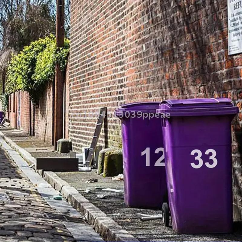 {QTG333} 1 Pc Self-Adhesive Trash Can Labels Wheelie Bin Number Sticker Durable Outdoor Label Garage Trash Can Numeber Stickers