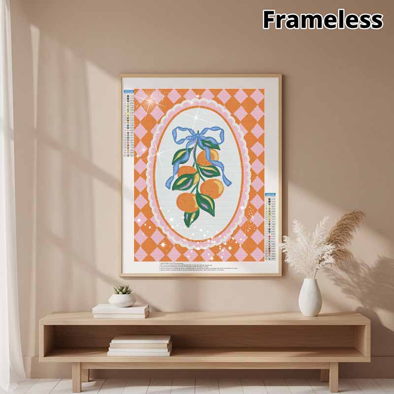 DIY 5D Diamond Painting Kit Orange Fruit Pattern Full Drill Rhinestone Canvas Relaxing Craft for Home Wall Decor and Gift