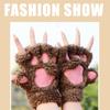 Schöne Plüschhandschuhe mit Katzenkrallen und Pfoten, Plüschfäustlinge, warm, weich, kurze, fingerlose, flauschige Bärenhandschuhe, Kostüm, Halbfingerhandschuhe