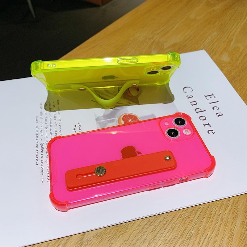 Miękki Przezroczysty Pasek na Nadgarstek Etui na Telefon Dla iPhone 11 12 13 Pro Max X XR Xs Max 7 8 Plus SE Mini Podstawka Pokrowiec Bumper