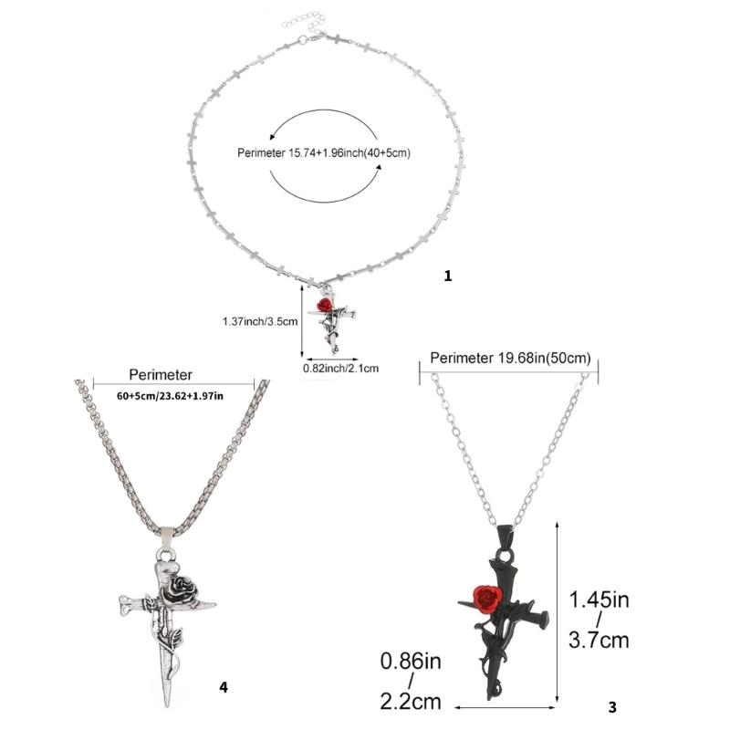Alloy Rose Crucifix Pendant Necklace For Everyday Wear Religious Symbol Jewelry Gift With Adjustable Chain Design