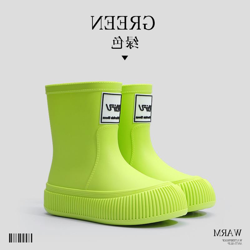 Women's Fashion Rain Boots: Non-Slip, Waterproof, Fleece-Lined, Mid-Calf Boots for Ladies & Kids - Perfect for Outdoor Wear.