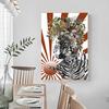 Wall Art Abstract Animal Zebra Lion Bird Butterfly Feather and Sexy Women Face Canvas Painting Wall Pictures for Room Decoration No Frame