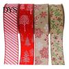 Christmas Wrapping Ribbon 5cm Wired Clear Print DIY Thicker Anti-fade Gift Wreath Decoration Packing Tear-resistant Large Bowknot Making Xmas Tree for
