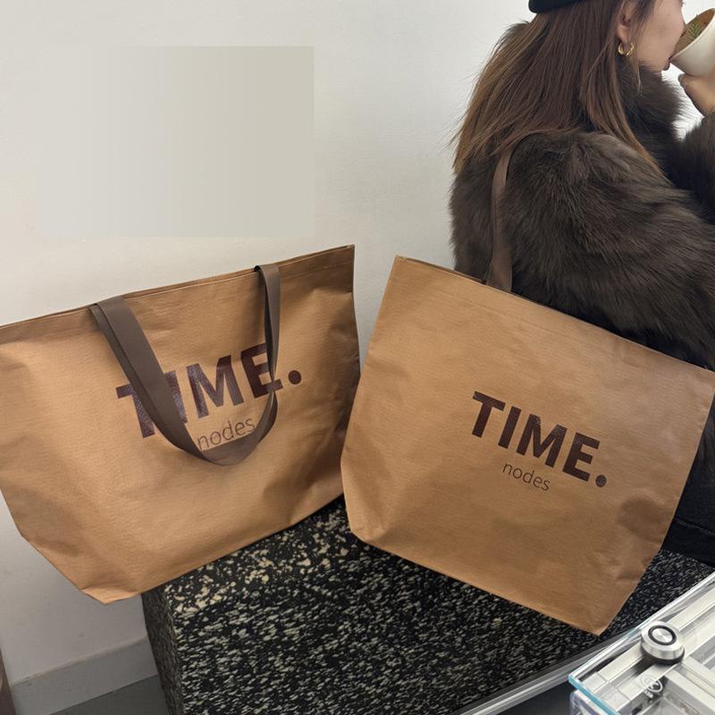 Coffee Color, English Woven Bag, Clothing Store, Handbag, Shopping Bag, Large Gift Bag, Thickened, Packaging Bag, Plastic Bag