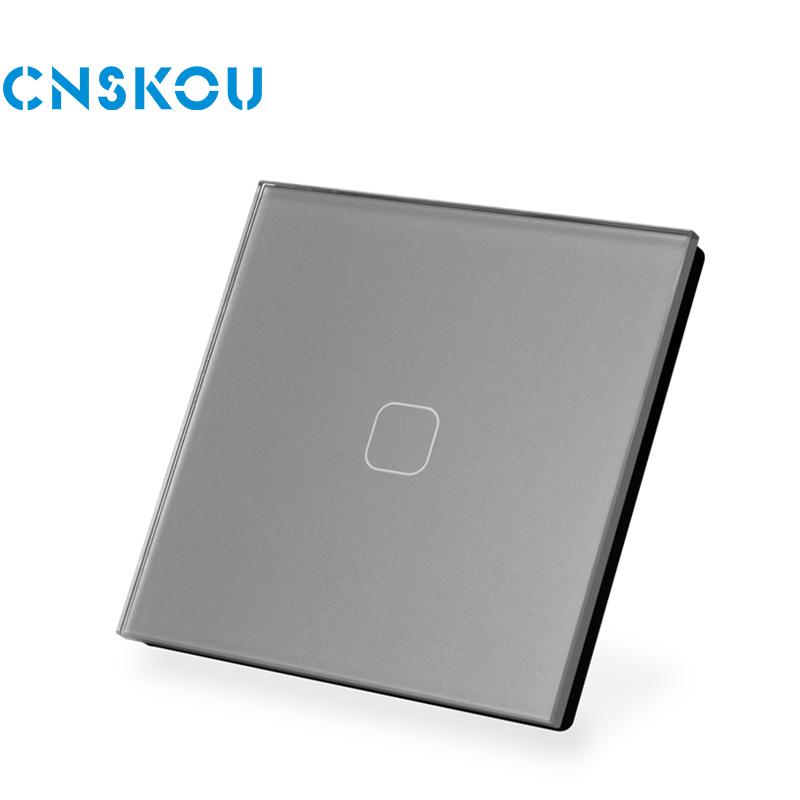 CNSKOU New Fashion EU/UK Waterproof Toughened Glass Panel Smart Home 1 Gang Touch WiFi Light Wall Switches for Smart Life