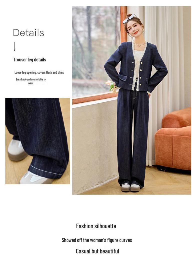 2025 Spring Fashion: Chic Cardigan and Wide-Leg Pants Set for a Youthful Look - AH2650