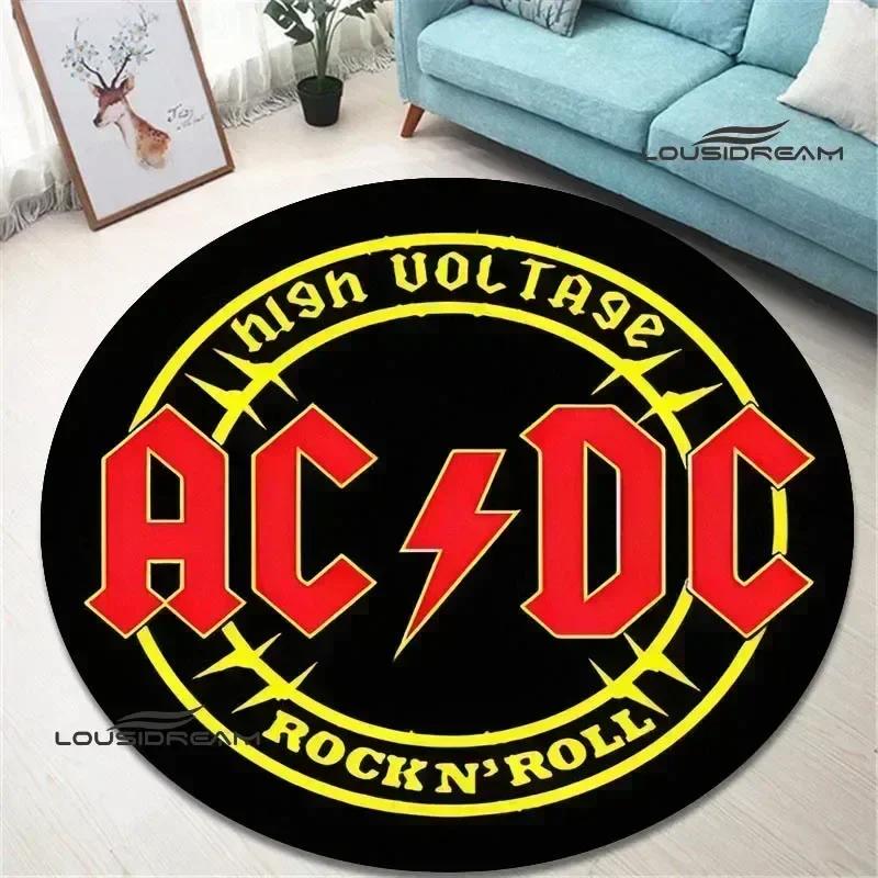 3D Rock Band AC/DC Retro Printed Round Carpet Bedroom Beautiful Carpet Non -slip Door Pad Floor Mats Area Rug Birthday Gift