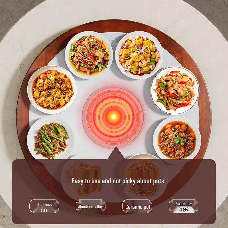 2026 Electric Solid Wood Hot Pot & Dish Warmer Turntable