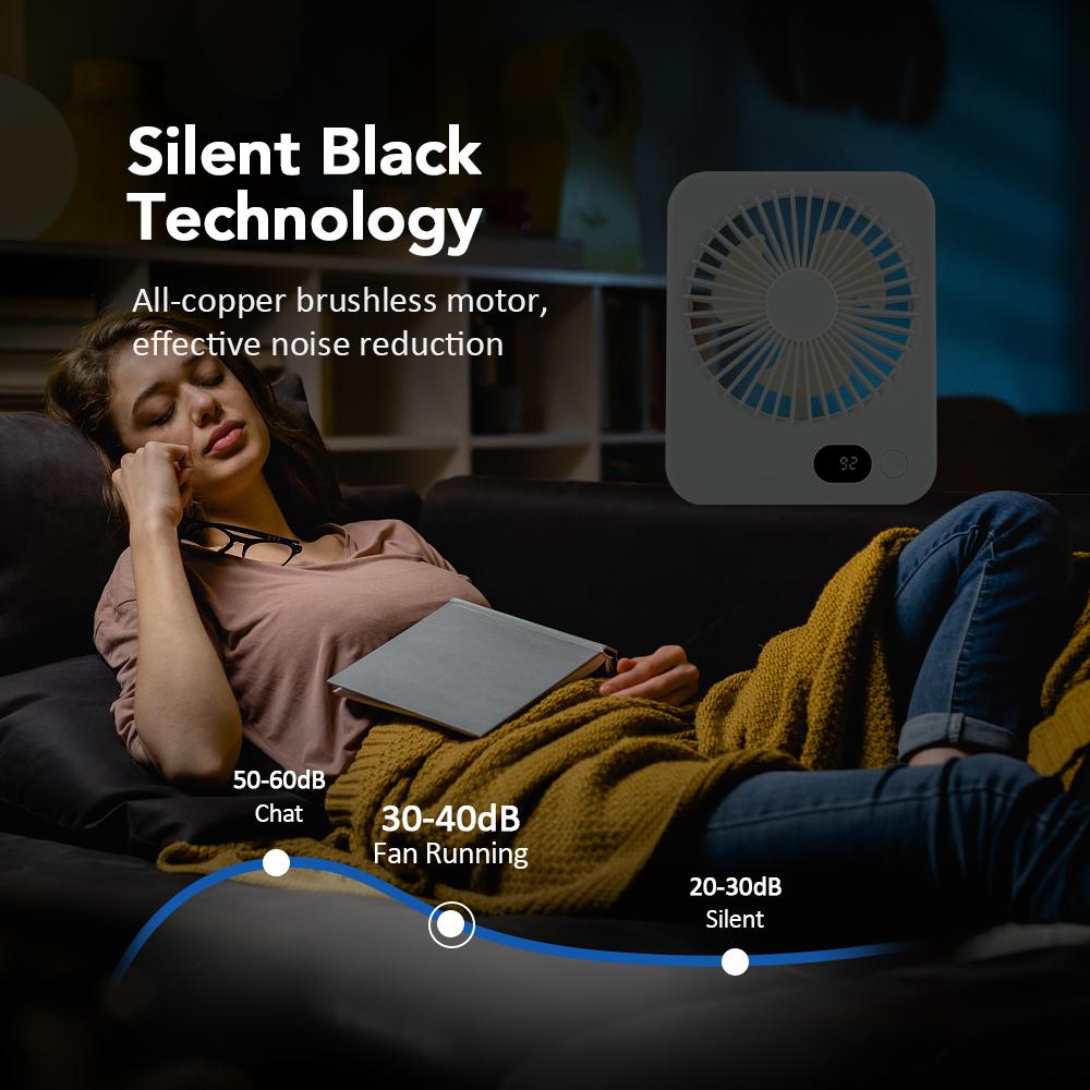 3in1 Desktop Fan Silent Small Fan 5 gear Ultra-Thin Strong Wind Handheld Fan Hanging Wall Fan USB Charge Summer Cooling Device