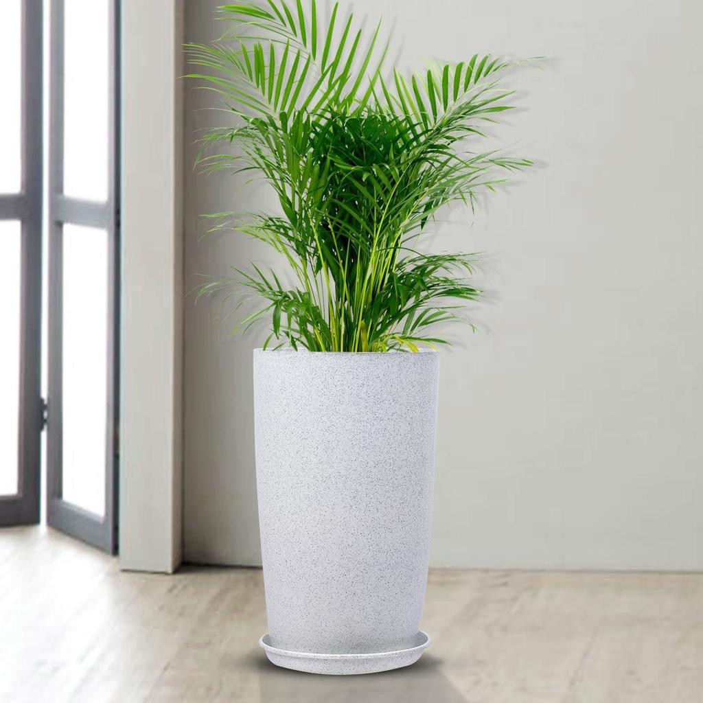Flower Pot with Plate | 18 Inch | Lightweight Polymers Indoor-Outdoor Pots | Flower Pot Gamla for Home-Office & Garden