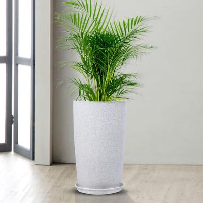 Pot de Fleurs avec Soucoupe | 18 Pouces | Pots Légers en Polymères pour Intérieur-Extérieur | Pot de Fleurs Gamla pour Maison-Bureau & Jardin