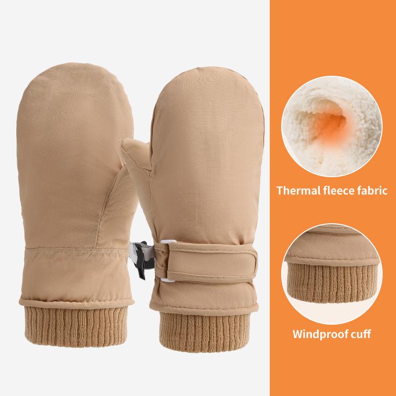 Kids' Quick-Dry Warm Ski Gloves with Waterproof Fabric and Thick Velvet Lining