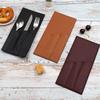 Einfaches Design Besteckaufbewahrungstasche PU-Leder Gabeln Löffel Organizer Campingausrüstung