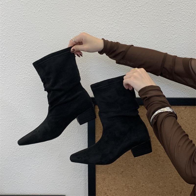 Women Cowboy Boots 2026 Autumn Comfortable Anti Slip Outdoor Fashion Short Boots Frosted Suede Retro Anti Slip Botas Mujer