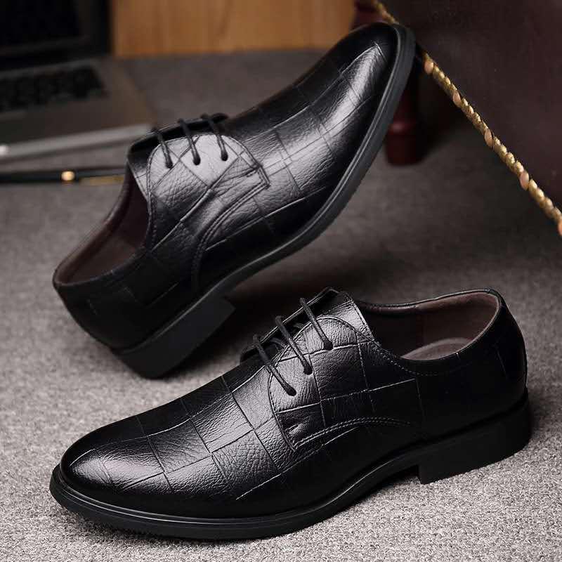 Leather shoes men's business formal groomsmen plus size shoes versatile casual wedding shoes