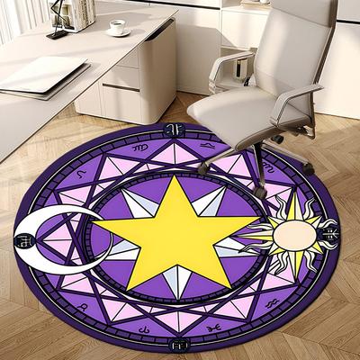 1pc Magical Circle Symbol Round Carpet, Made of Polyester,Perfect for Decorating Office Chairs, Living Rooms