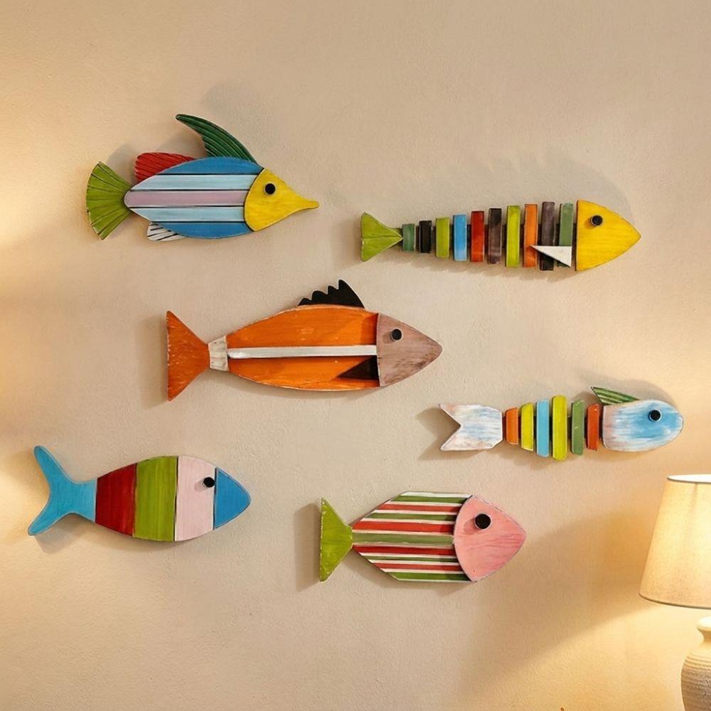 Vintage Coastal Style Fish Ornaments Nautical Style Fish Pendant Set Living Room