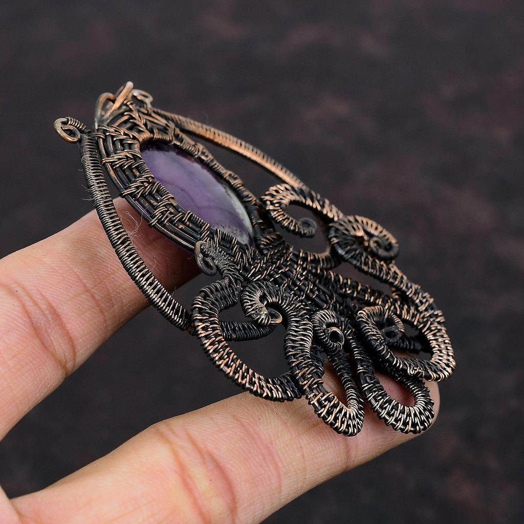 Super 23 Amethyst Anhänger Kupferdraht umwickelter Anhänger Oktopus Schmuck Edelstein Anhänger Kupferdraht Schmuck Jahrestagsgeschenk Handgemachter Anhänger