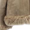 OLD 90s Leather Jacket 9 Beige Boa Fur Lining Women Used