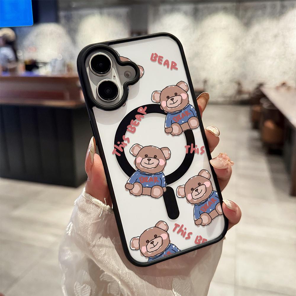 

Full Screen Cute Teddy Bear For Magsafe Phone Case For IPhone 17 Air 16 15 13 12 11 Pro Max 14 Plus Bumper Cover Case Funda iphone 11 ProMax