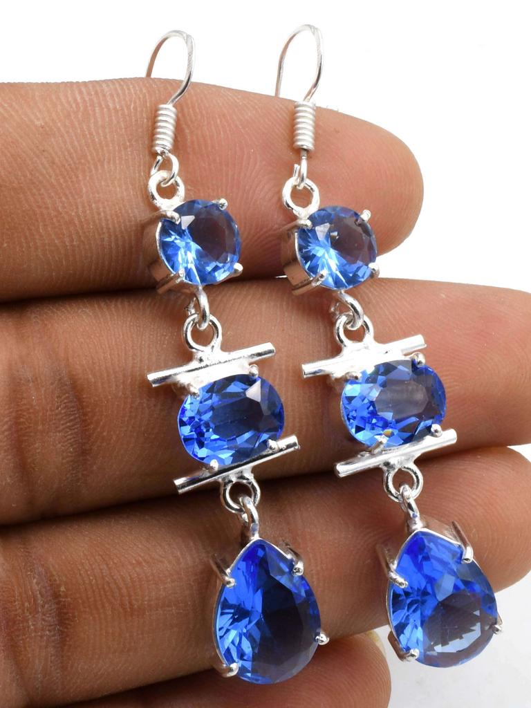 Blue Topaz Gemstone Ethnic Handmade Drop Dengle Earring Jewelry ER 245