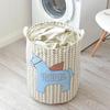 Nordic Cartoon Horse Cotton Linen Laundry Basket - Large Folding, Waterproof Storage for Clothes and Toys