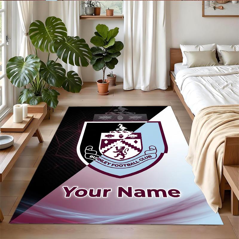 Crystal Velvet Rug Custom Name Text, Soft Non Slip Floor Mat Home DecorBurnley Football