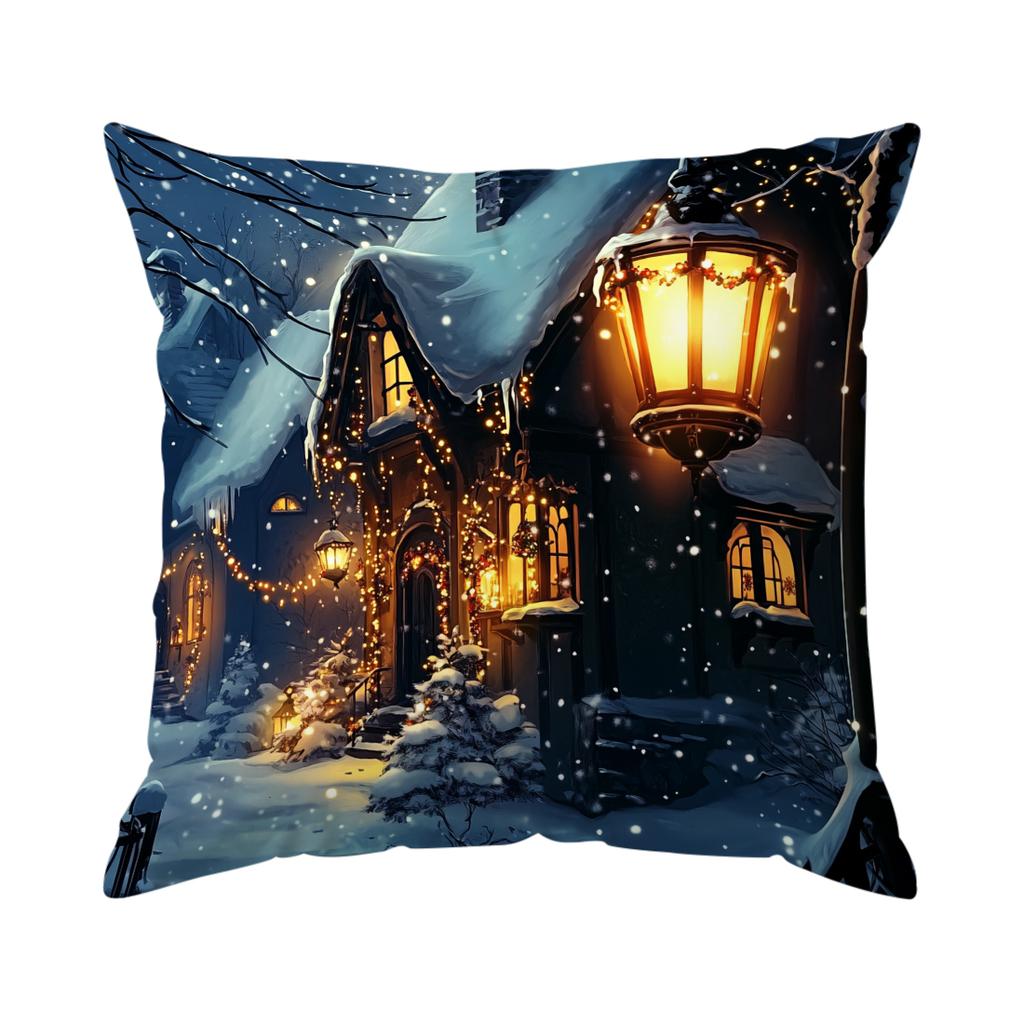 45X45Cm Christmas Theme Pillowcase Bedroom Sofa Cushion Cover 100% Polyester Living Room Cushion Pillowcase Home Decor