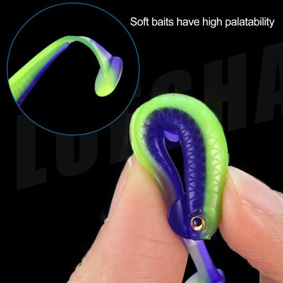 20 Pcs Fishing Lure 3D Artificial Fish with T Tail Flexible Fish Bait for Texas Jigs Wacky Hooks Outdoor Fishing