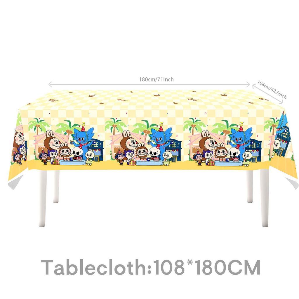 Labubu Servise, Tegneserie Festservise, Barnebursdagsdekorasjoner, Engangsbordduker, Bursdagsarrangementer