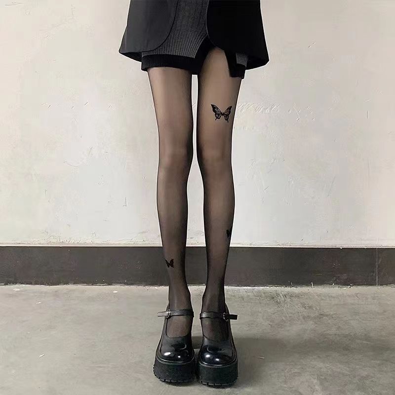 

Gothic Dark Girl Butterfly Sexy Fishnet Stockings Women Harajuku Emo Mesh Tights Lingerie Thigh High Garters Hosiery Pantyhose