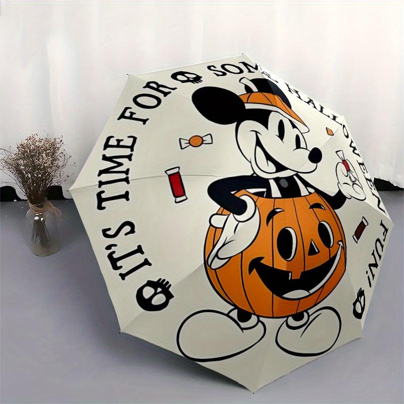 1pc Halloween Mouse Pumpkin Durable Cartoon Folding Umbrella, Portable 3-Fold Compact Umbrella for Men and Women, Suitable for Travel or Dai