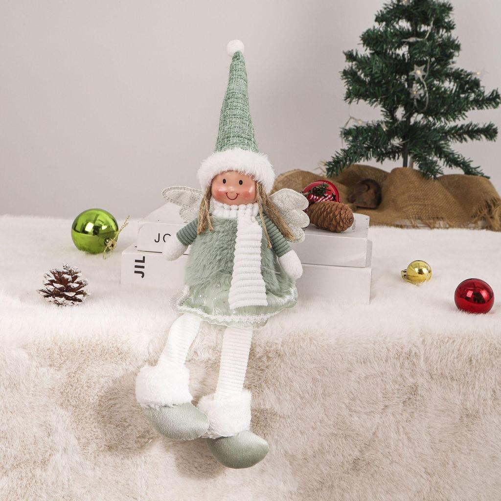 LED Christmas Angel Doll with Retractable Legs - Cute Holiday Elf Decoration