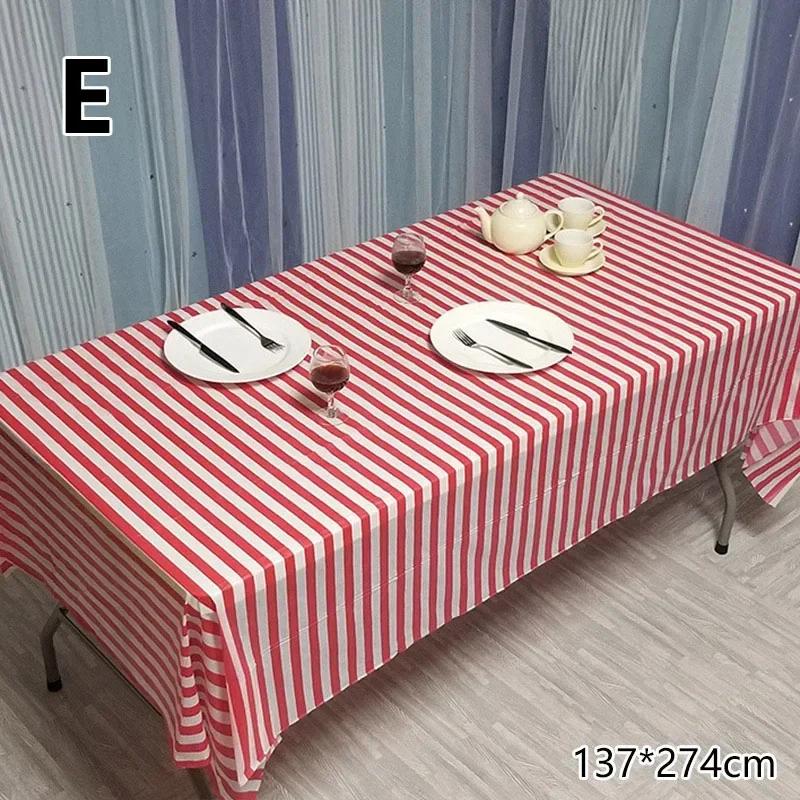 137*274Cm Disposable Tablecloth Plaid Stripe Wave Pattern Plastic Waterproof Oil-Proof Table Cover Christmas Party Picnic Mats