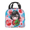 Japanese Keiko Kokeshi Doll Insulated Lunch Bag Cute Design Kimono Geisha Dolls Girls Cooler Thermal Bento Box Lunch Boxes
