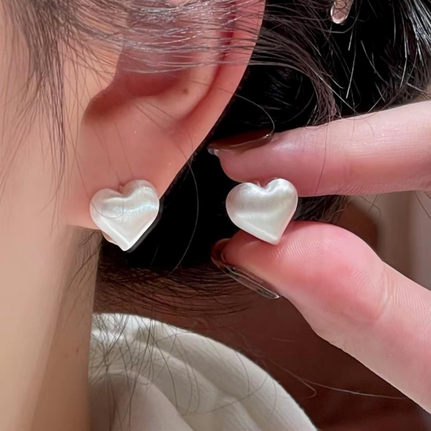 French Silver Brushed Heart Stud Earrings: Minimalist, Versatile, and Stylish
