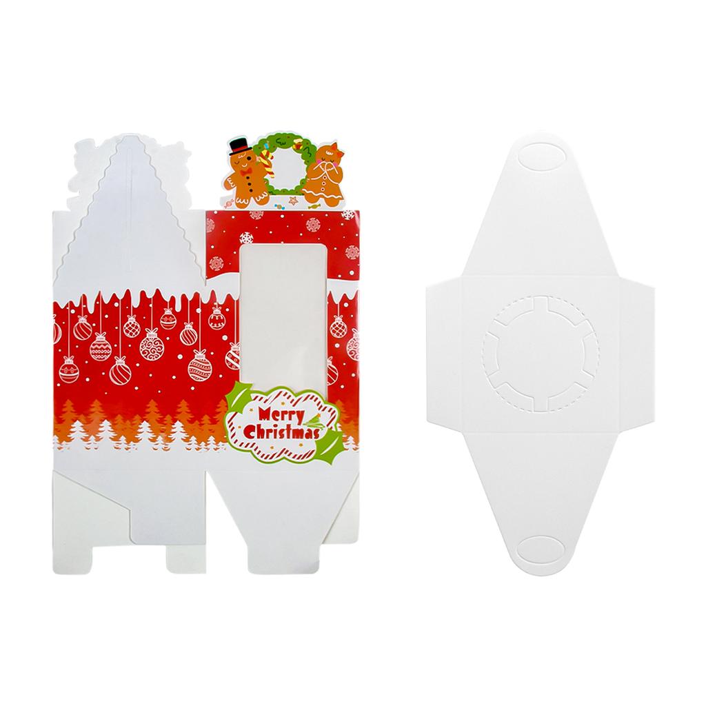 12pcs Christmas Cookie Cupcake Box Santa Claus Muffin Pastry Holder Packaging Boxes with Window Handle Xmas Gift Box Bakery Box