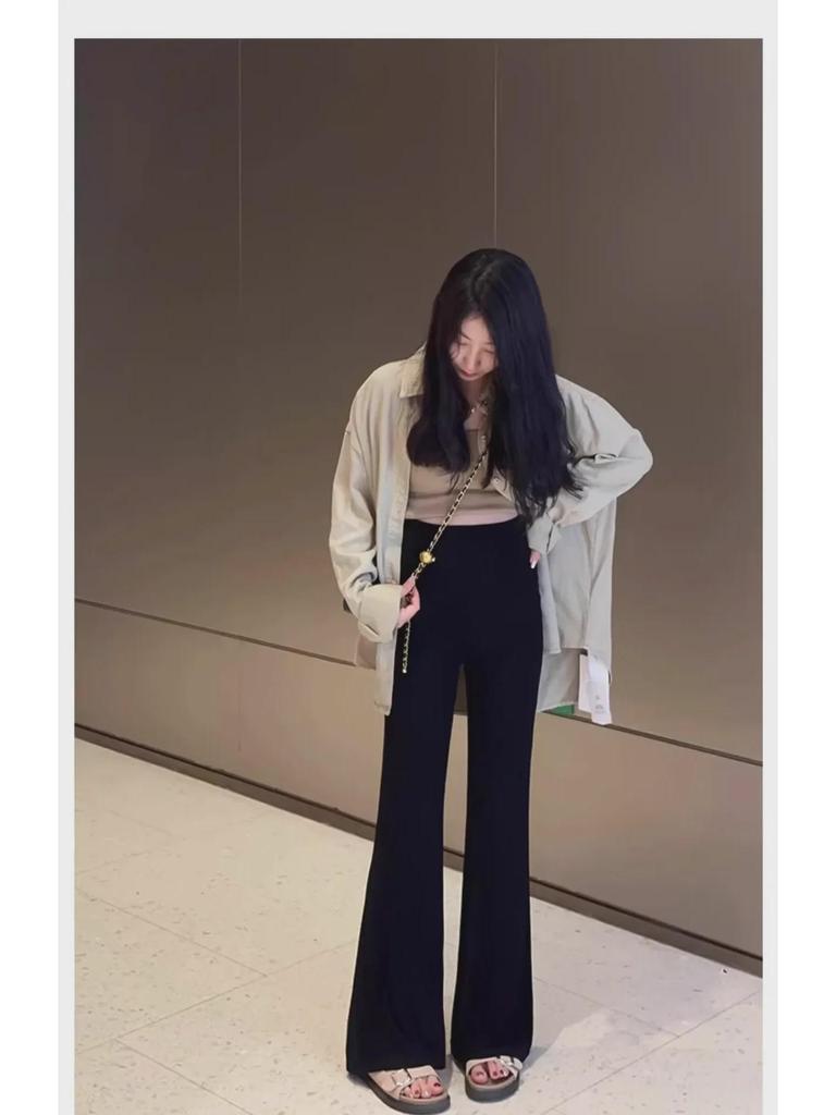 Maternity Flare Pants for Autumn/Winter - Thick, Comfortable, Belly Support, Casual, Plus Size