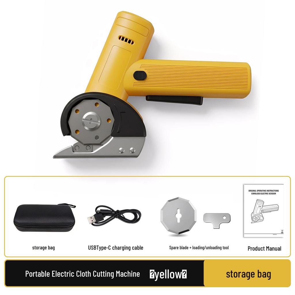 Rechargeable Portable Electric Fabric Cutter with Round Blade