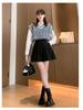 High-Waist Wool Pleated A-Line Skirt with Pockets - Slim Fit, Large Sizes for Autumn & Winter