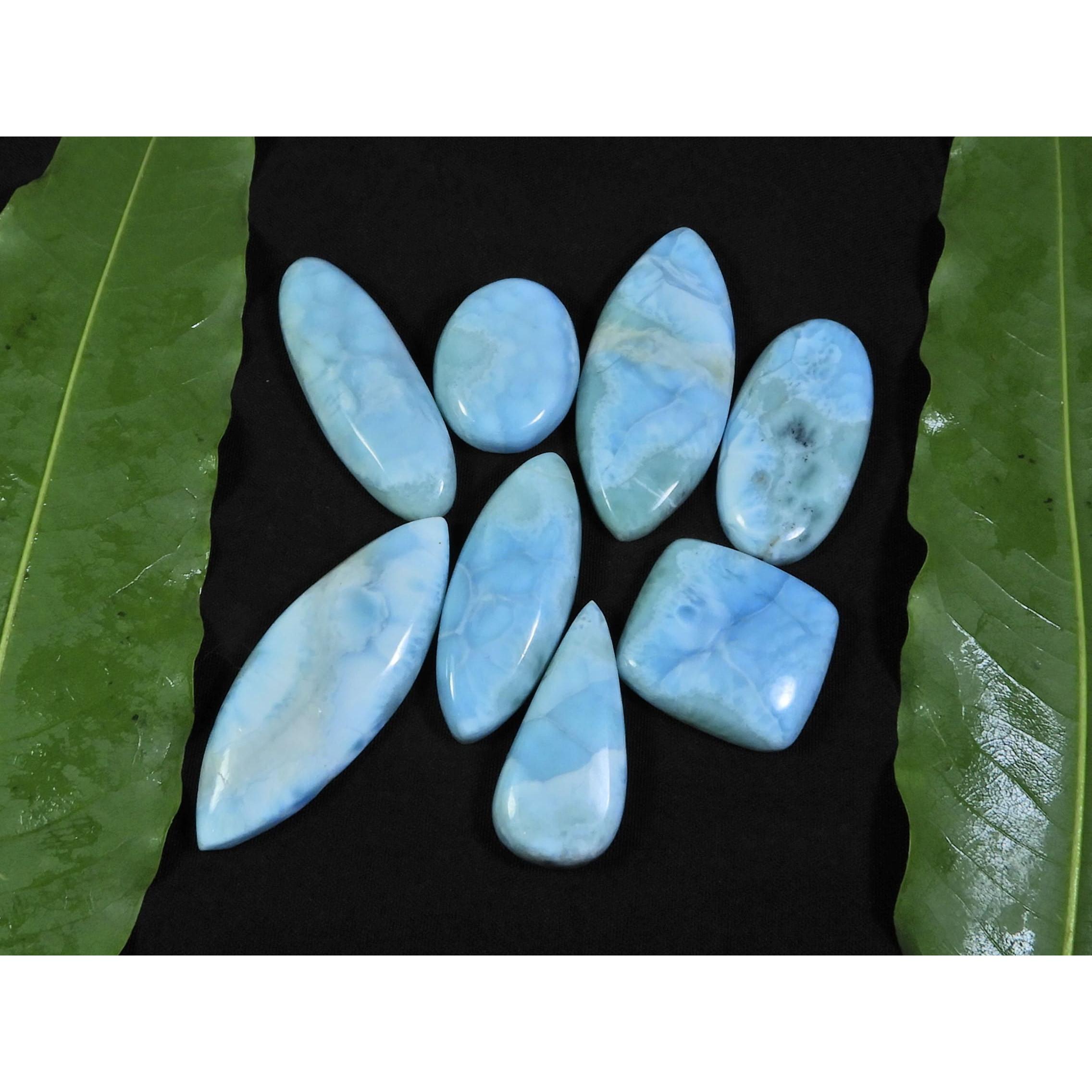 

16X21-16X42ММ Натуральный Ларимар Пектолит Микс Кабошон Свободный Драгоценный Камень Лот 8 Шт. C-41