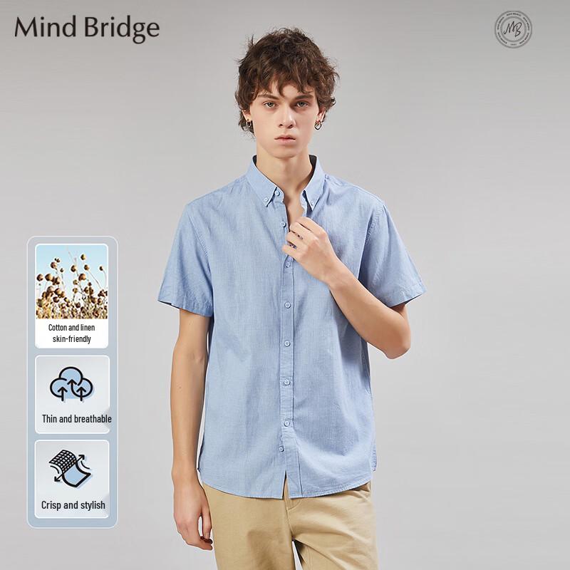 Mind Bridge Men s Cotton-Linen Short Sleeve Shirt L