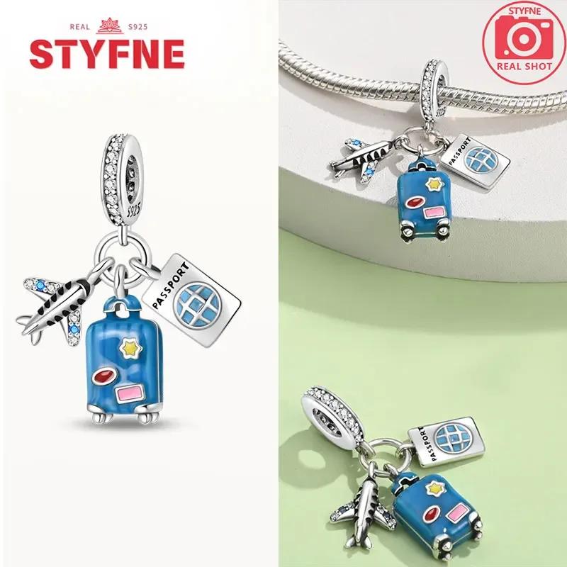 Coppercolorful Travel Luggage Charms Plane Beads Fitoriginal Bracelets Diy Fine Jewelry For Women Gifts