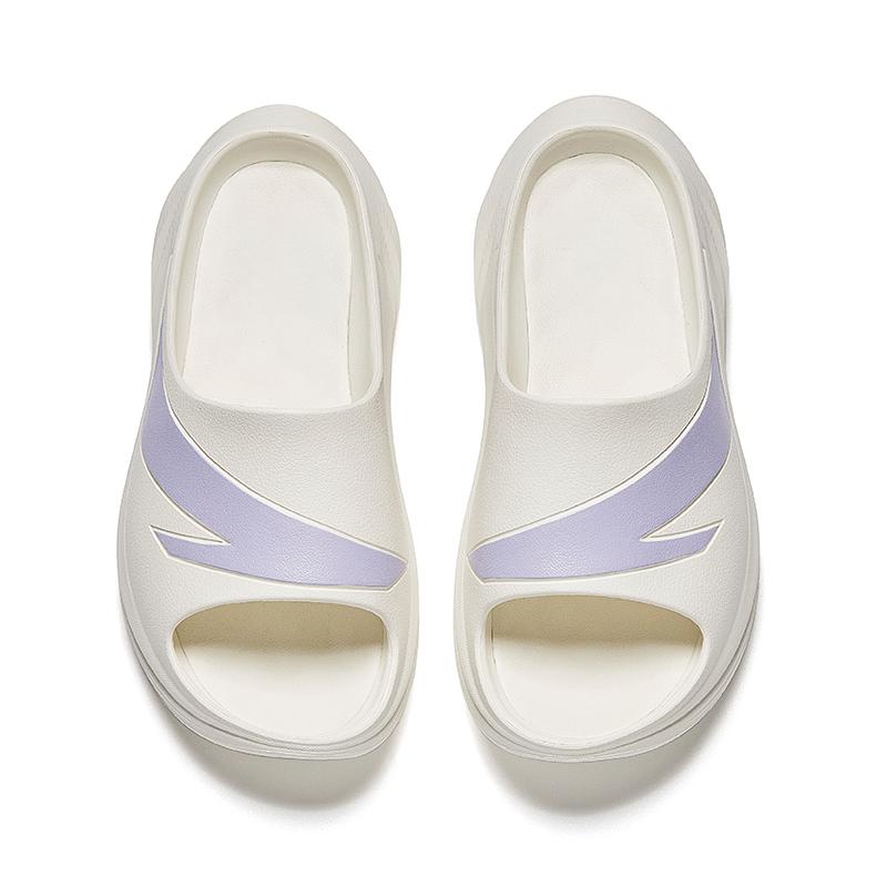 Anta Classic Trendy Basic Casual Versatile Soft Sole Comfortable Beach Non-Slip Slide Sandals Women Footwear White Purple 122538528R-1