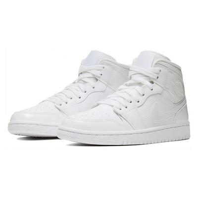 1 Mid Triple White Patent Swoosh Women's BQ6472-100